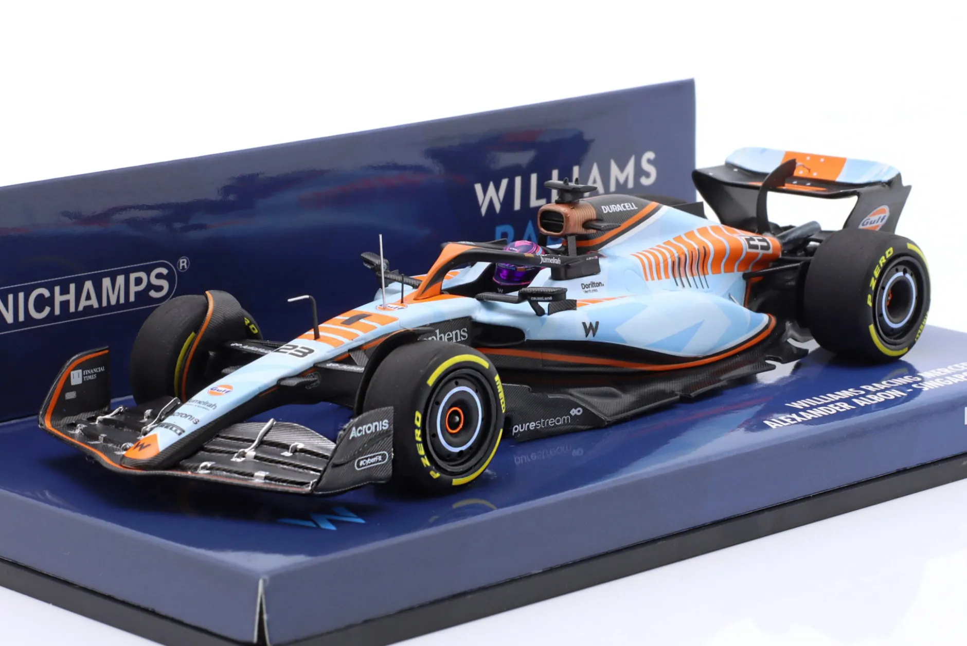 A. Albon Williams FW45 Gulf Design #23 Singapur GP Formel 1 2023 1:43 Minichamps