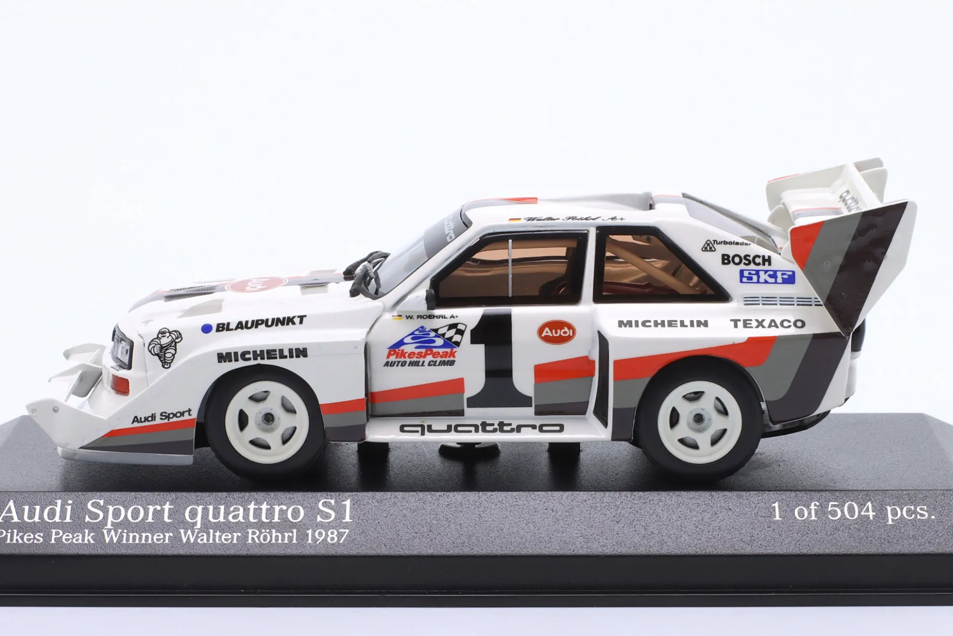 Audi Sport quattro S1 E2 #1 Sieger Pikes Peak 1987 Walter Röhrl 1:43 Minichamps