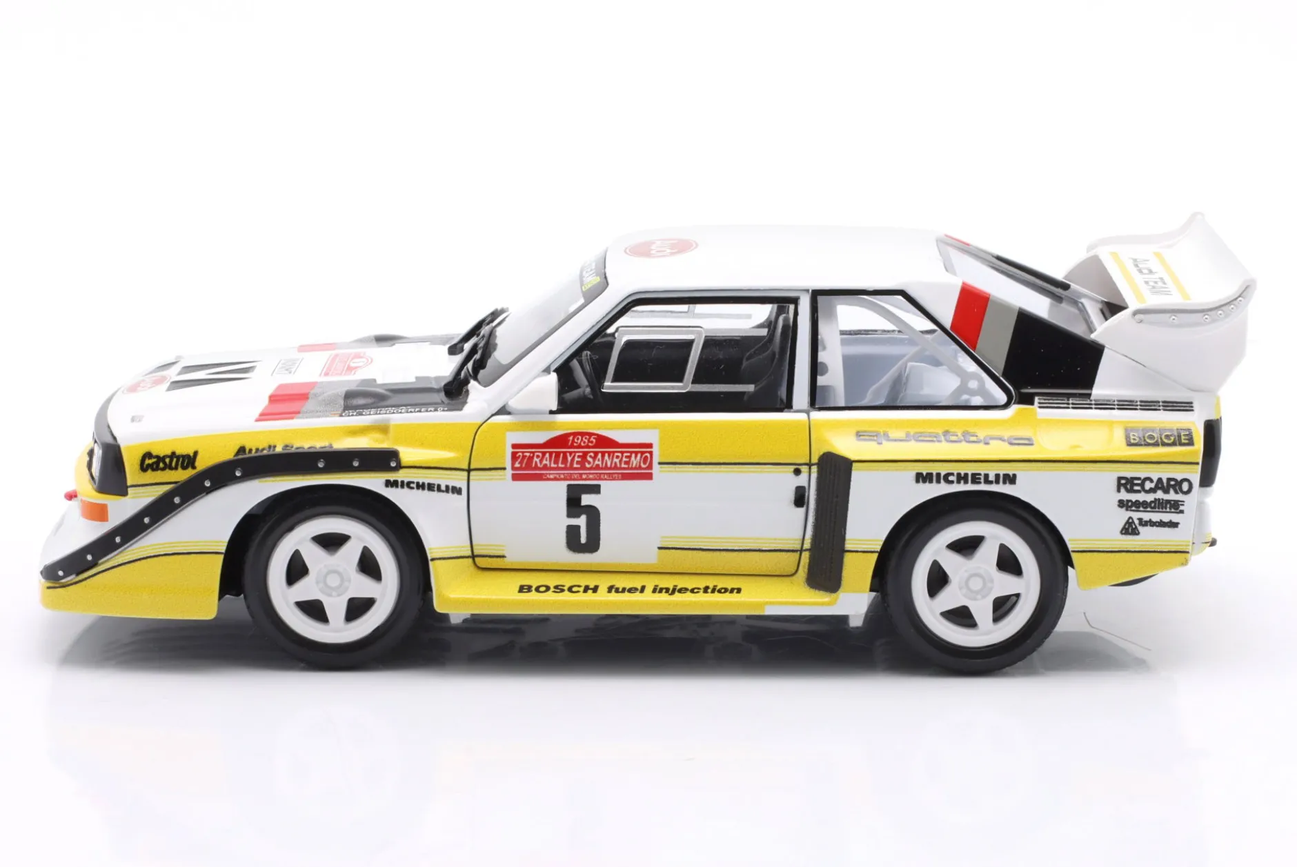 Audi Sport quattro S1 E2 #5 Sieger Rallye SanRemo 1985 Röhrl, Geistdörfer 1:24 Bburago