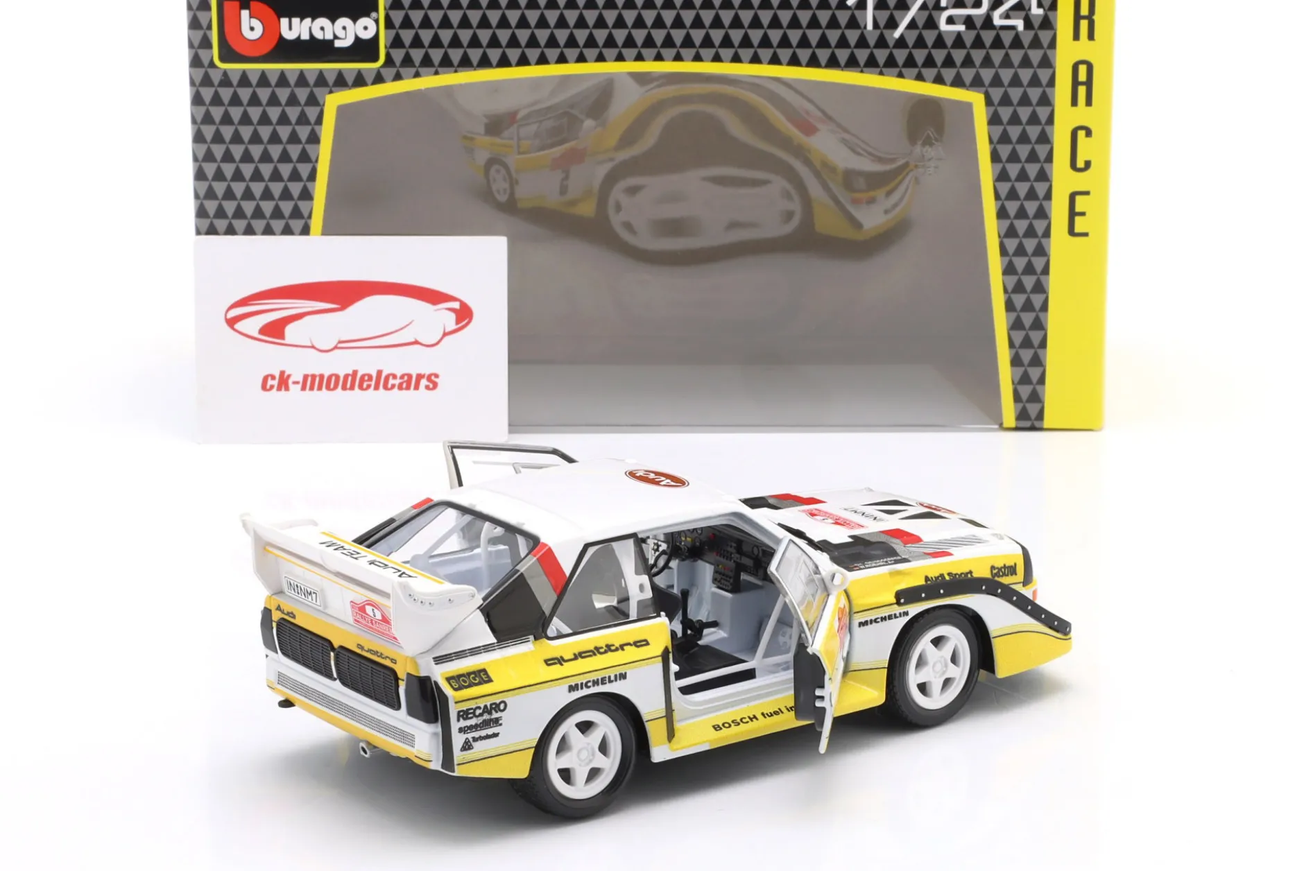 Audi Sport quattro S1 E2 #5 Sieger Rallye SanRemo 1985 Röhrl, Geistdörfer 1:24 Bburago