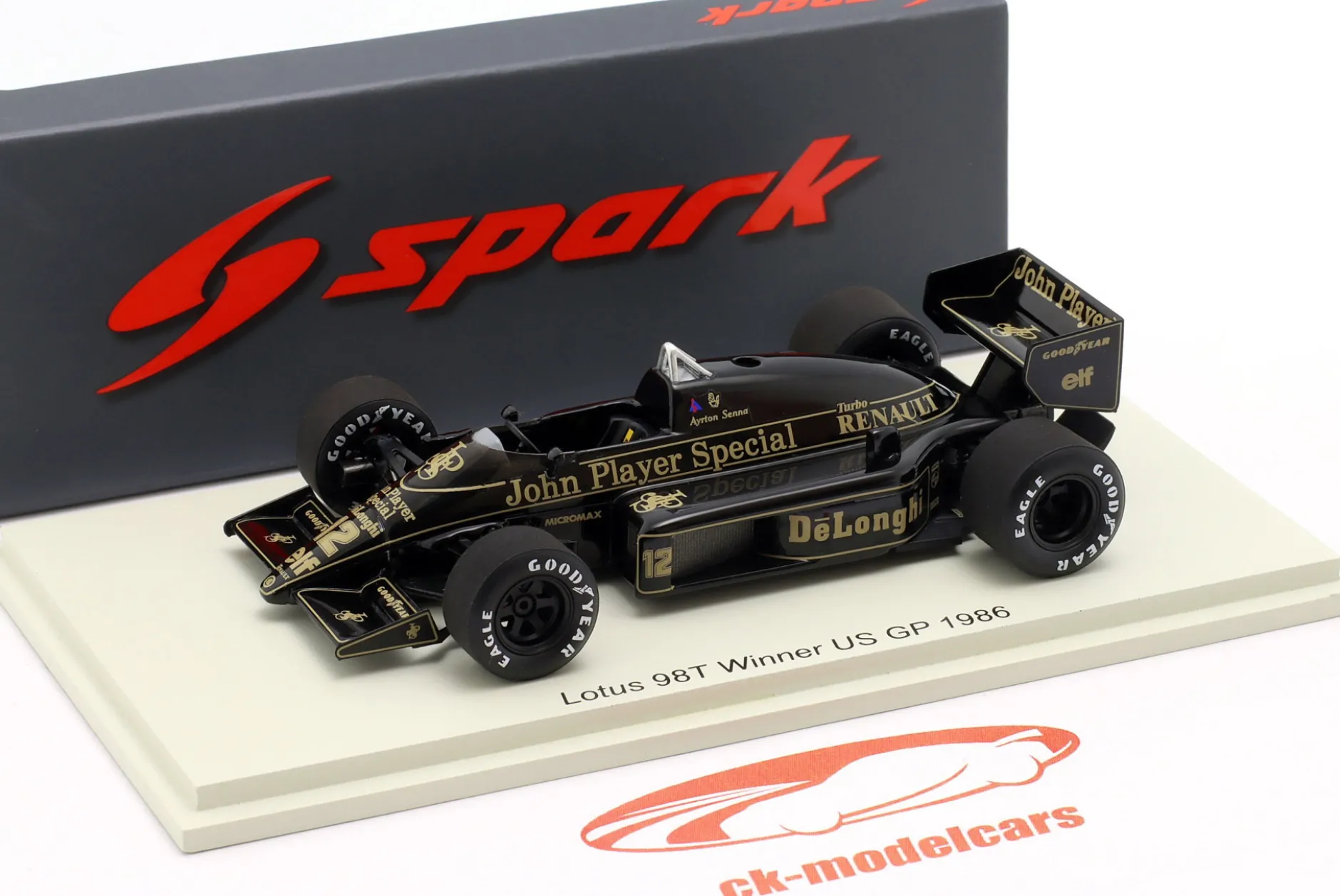 Ayrton Senna Lotus 98T #12 Sieger USA GP Formel 1 1986 1:43 Spark