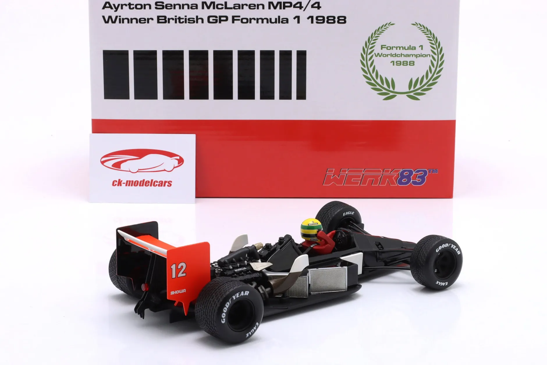 Ayrton Senna McLaren MP4/4 #12 Sieger British GP Formel 1 Weltmeister 1988 1:18 WERK83