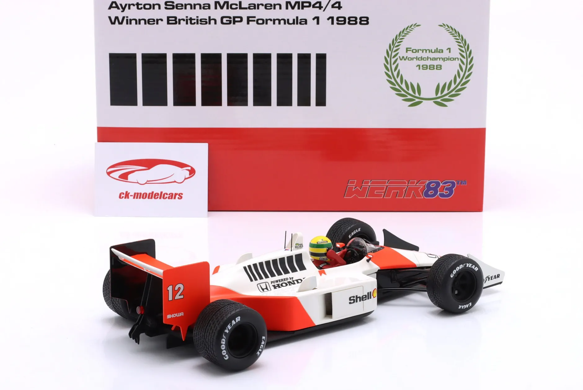 Ayrton Senna McLaren MP4/4 #12 Sieger British GP Formel 1 Weltmeister 1988 1:18 WERK83
