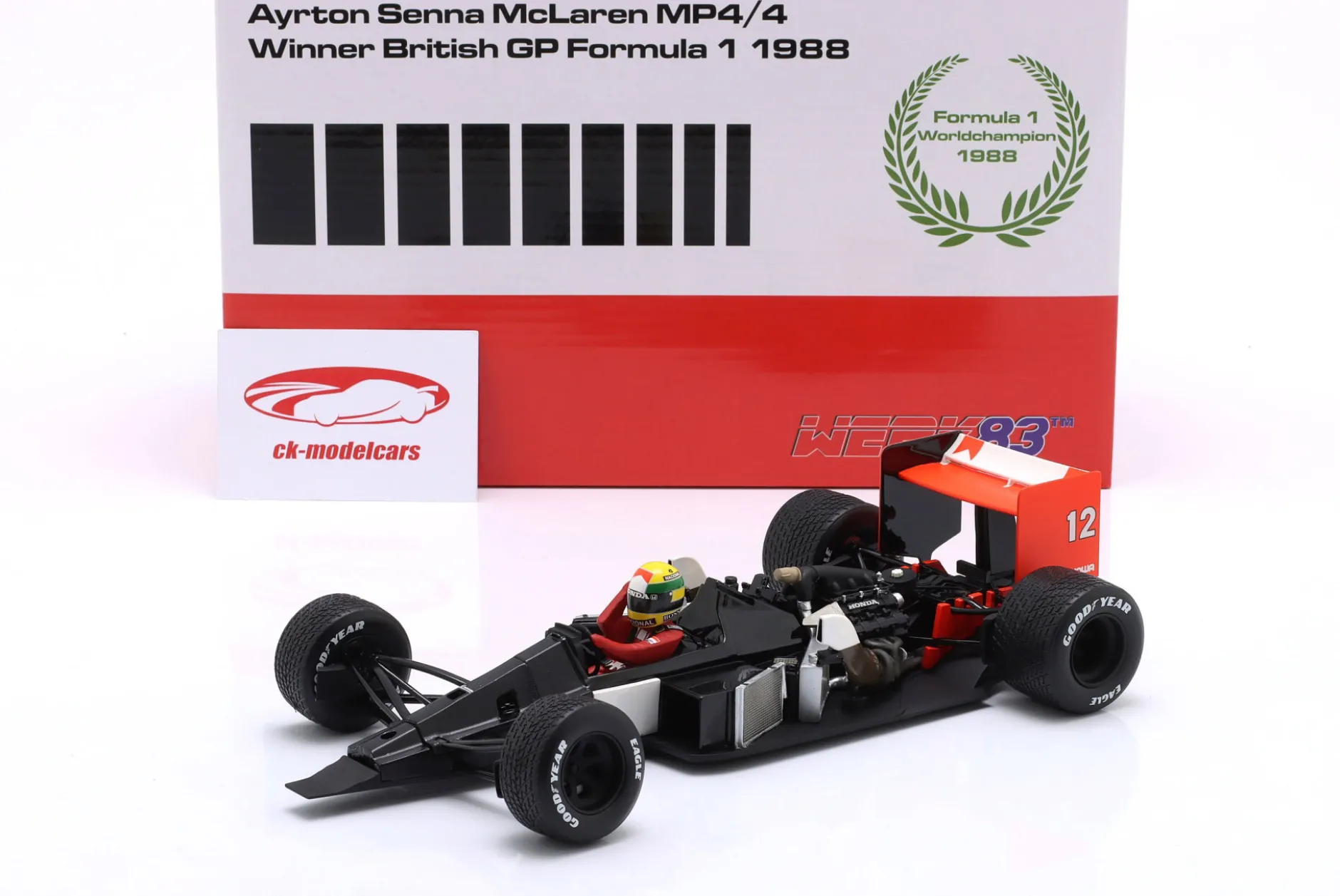 Ayrton Senna McLaren MP4/4 #12 Sieger British GP Formel 1 Weltmeister 1988 1:18 WERK83