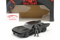 Batmobil mit Batman Figur Film The Batman (2022) schwarz 1:24 Jada Toys
