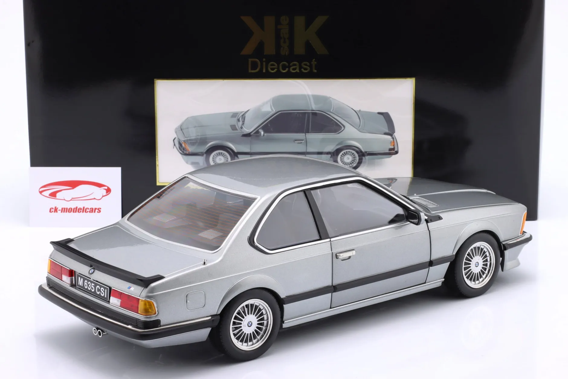 BMW M635 CSI mit Alpina-Felgen Baujahr 1987 grau metallic 1:12 KK-Scale