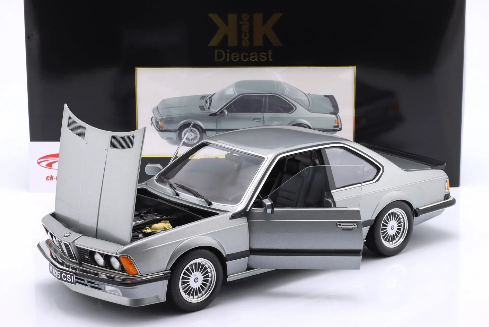 BMW M635 CSI mit Alpina-Felgen Baujahr 1987 grau metallic 1:12 KK-Scale