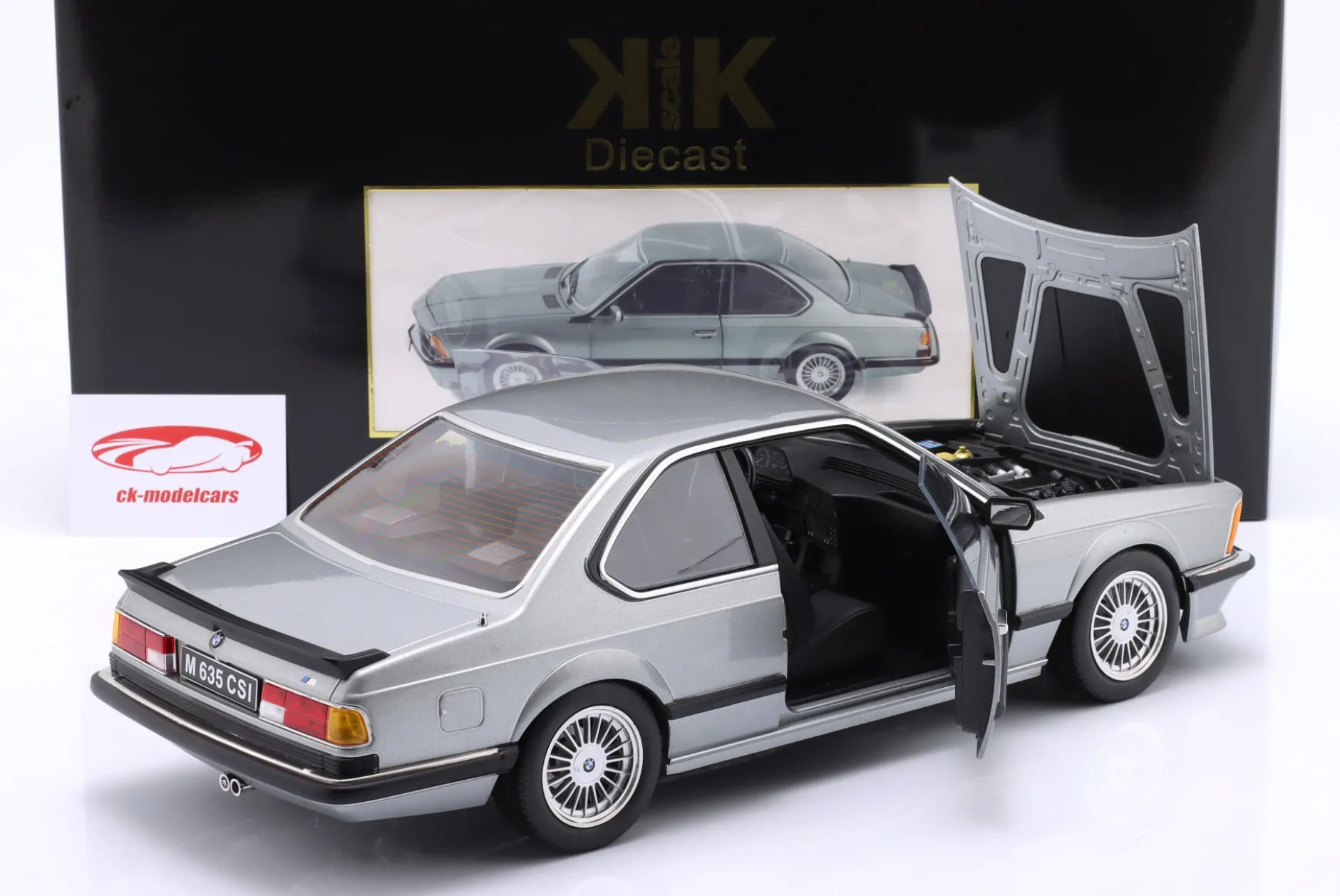 BMW M635 CSI mit Alpina-Felgen Baujahr 1987 grau metallic 1:12 KK-Scale