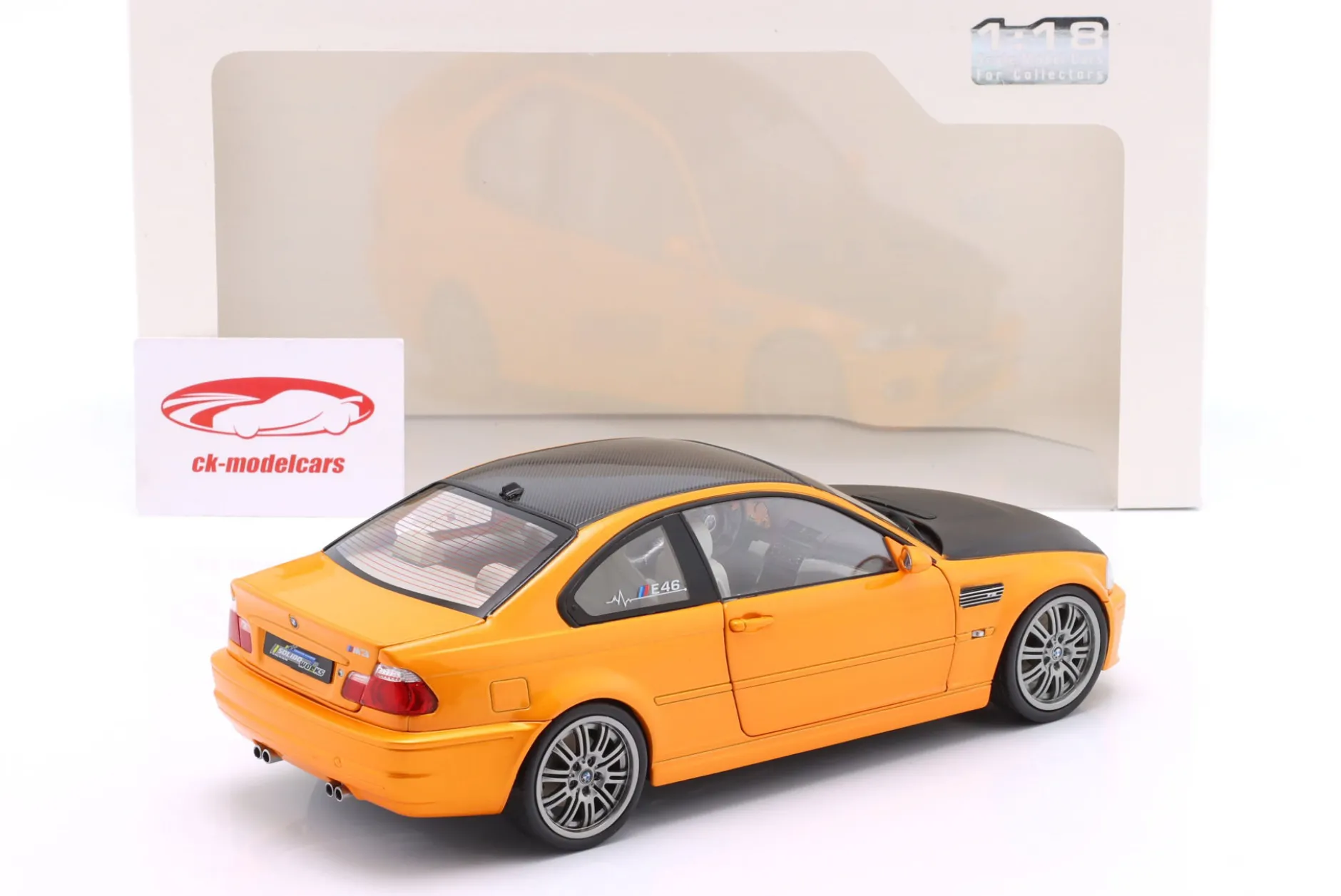 BMW M3 (E46) Coupé Baujahr 2000 orange metallic / schwarz 1:18 Solido