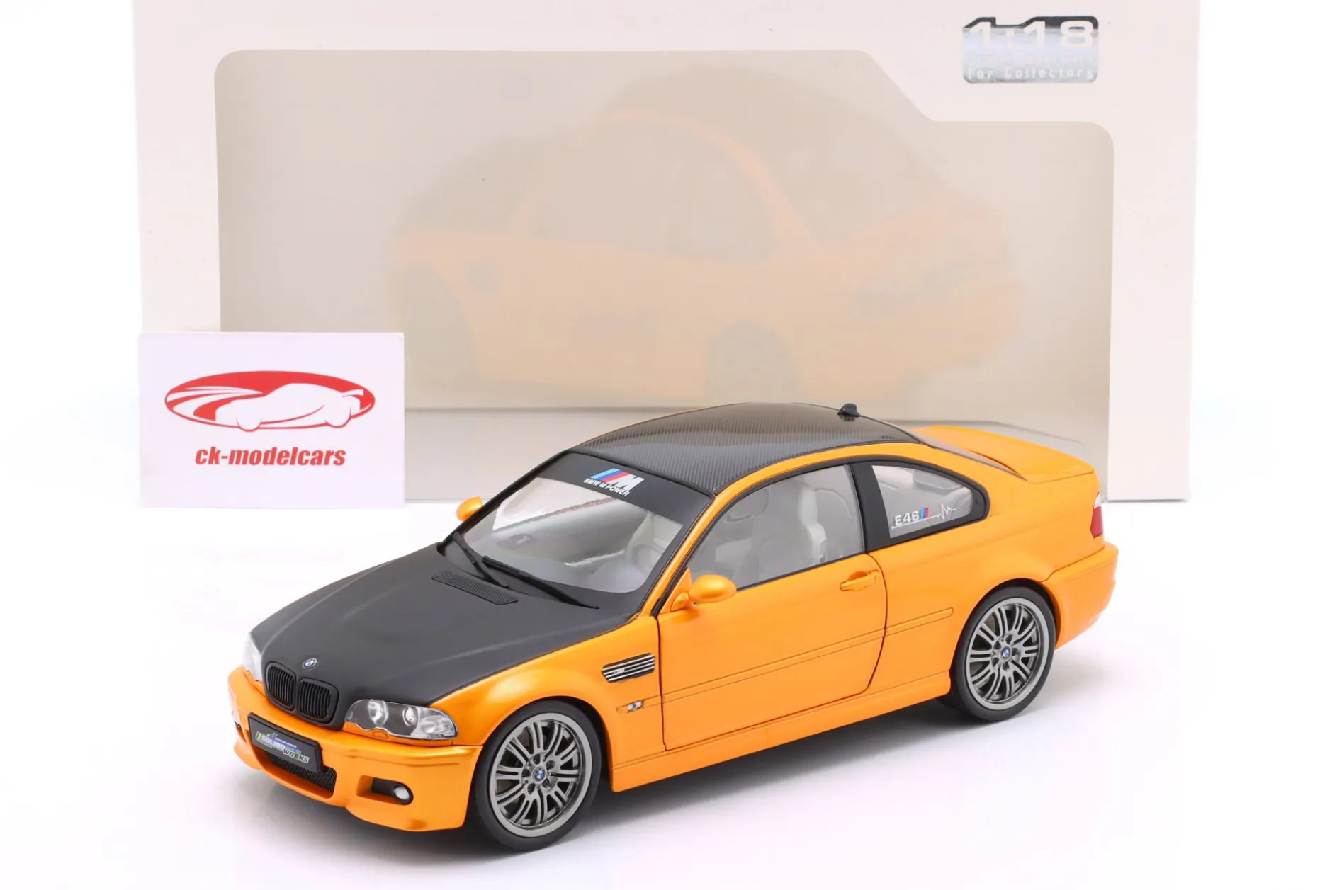 BMW M3 (E46) Coupé Baujahr 2000 orange metallic / schwarz 1:18 Solido