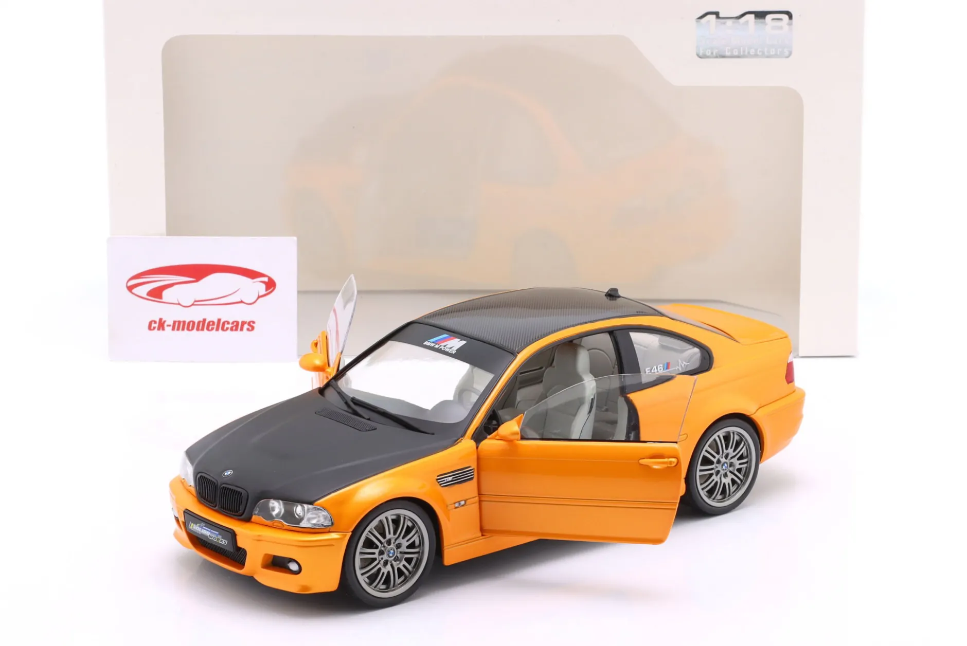 BMW M3 (E46) Coupé Baujahr 2000 orange metallic / schwarz 1:18 Solido