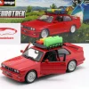 BMW M3 E30 mit Dachgepäckkorb Baujahr 1988 rot 1:24 Bburago