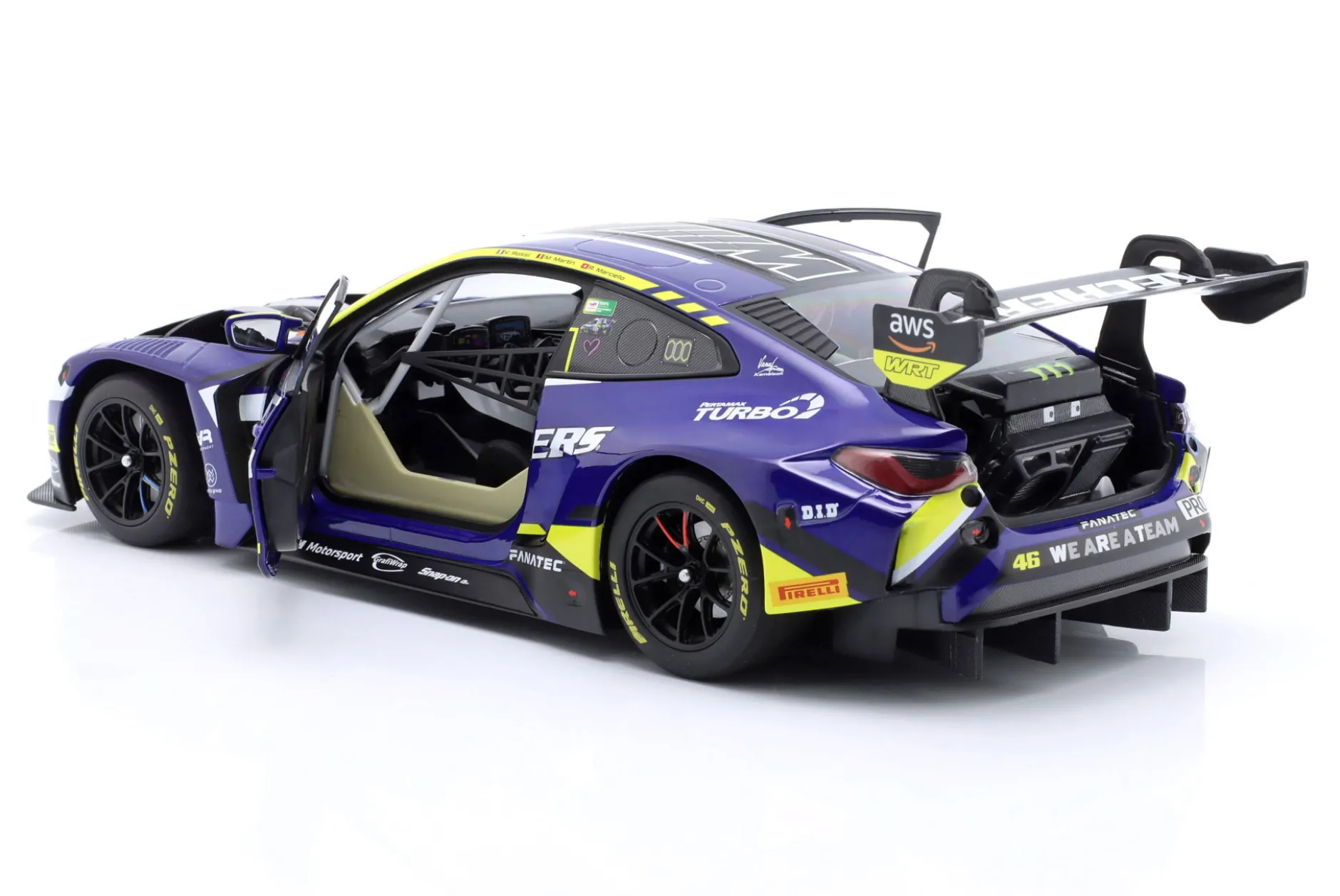BMW M4 GT3 #46 4h Le Castellet 2024 Rossi, Martins, Marciello 1:18 Minichamps