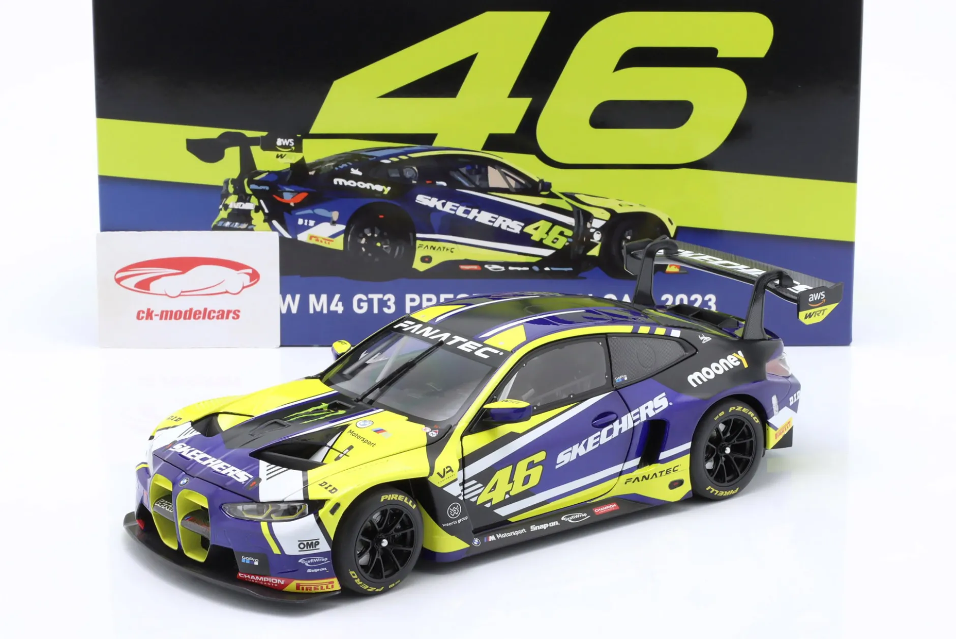 BMW M4 GT3 #46 Presentation Car 2023 Team WRT Valentino Rossi 1:18 Minichamps