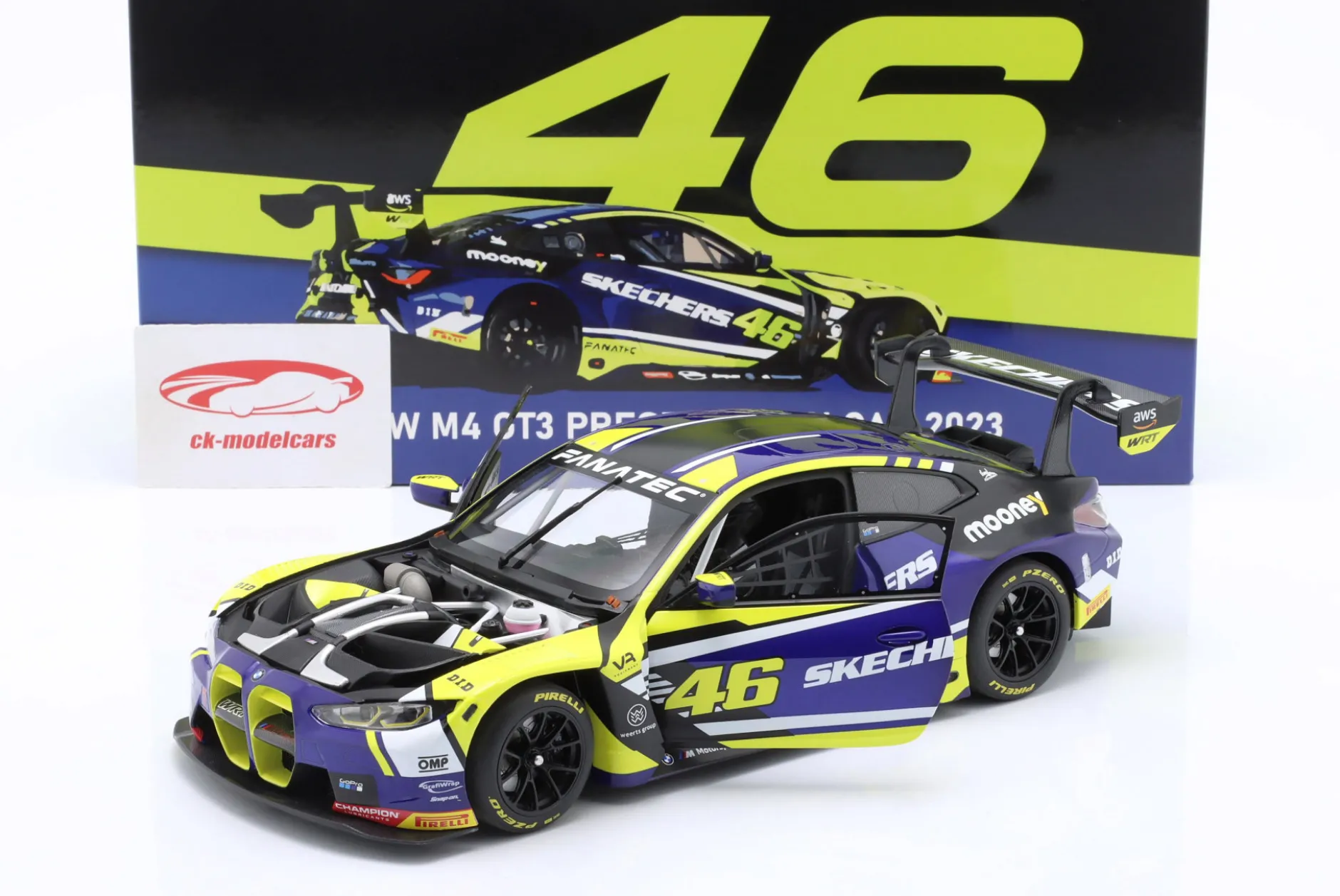 BMW M4 GT3 #46 Presentation Car 2023 Team WRT Valentino Rossi 1:18 Minichamps
