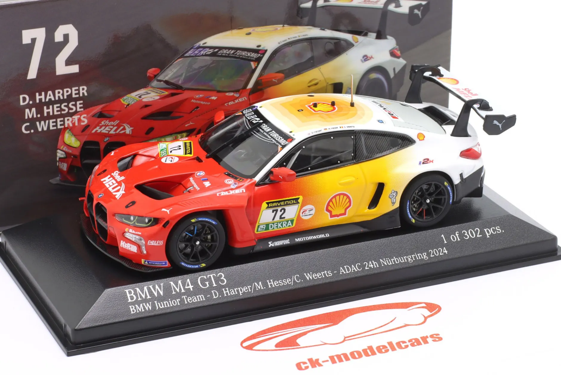 BMW M4 GT3 #72 3rd 24h Nürburgring 2024 Harper, Hesse, Weerts 1:43 Minichamps