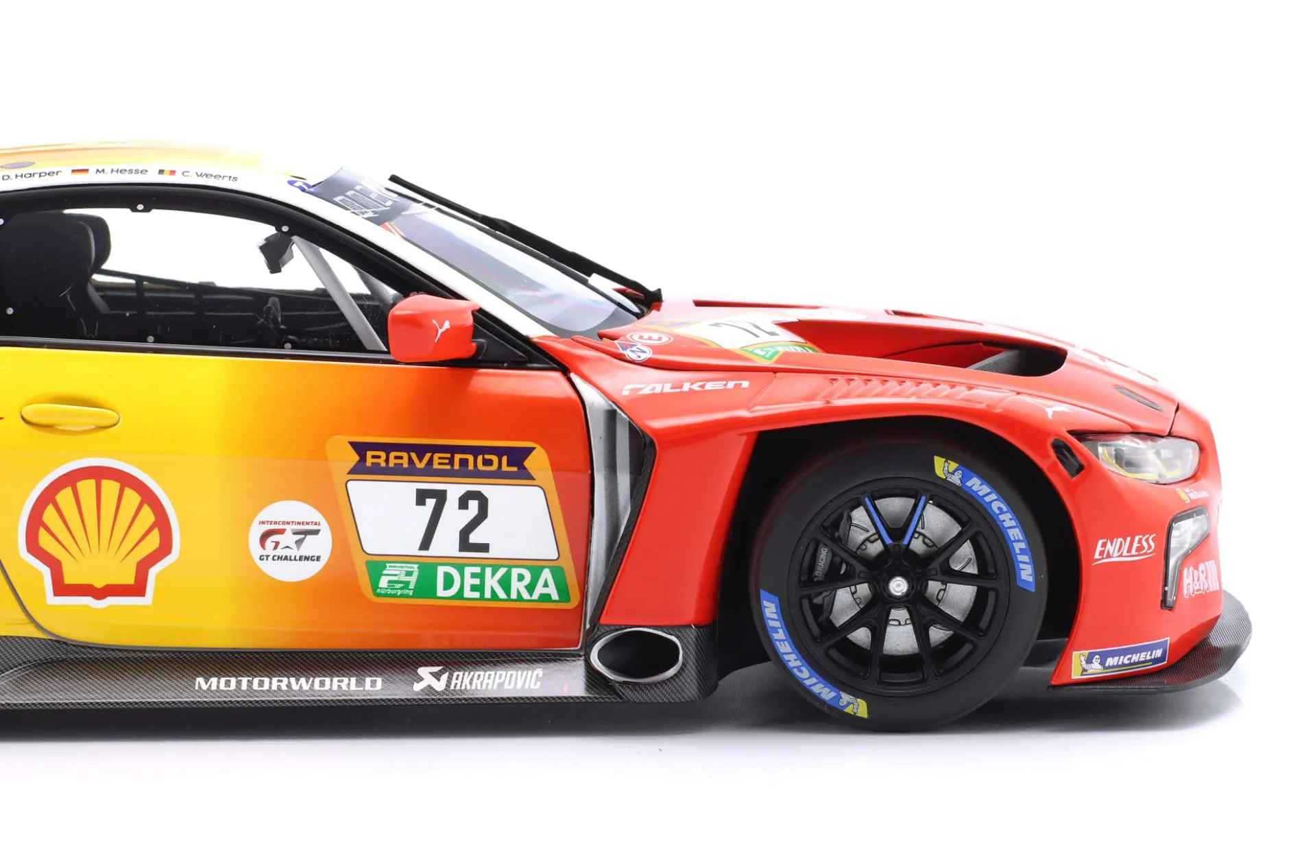 BMW M4 GT3 #72 3rd 24h Nürburgring 2024 Harper, Hesse, Weerts 1:18 Minichamps
