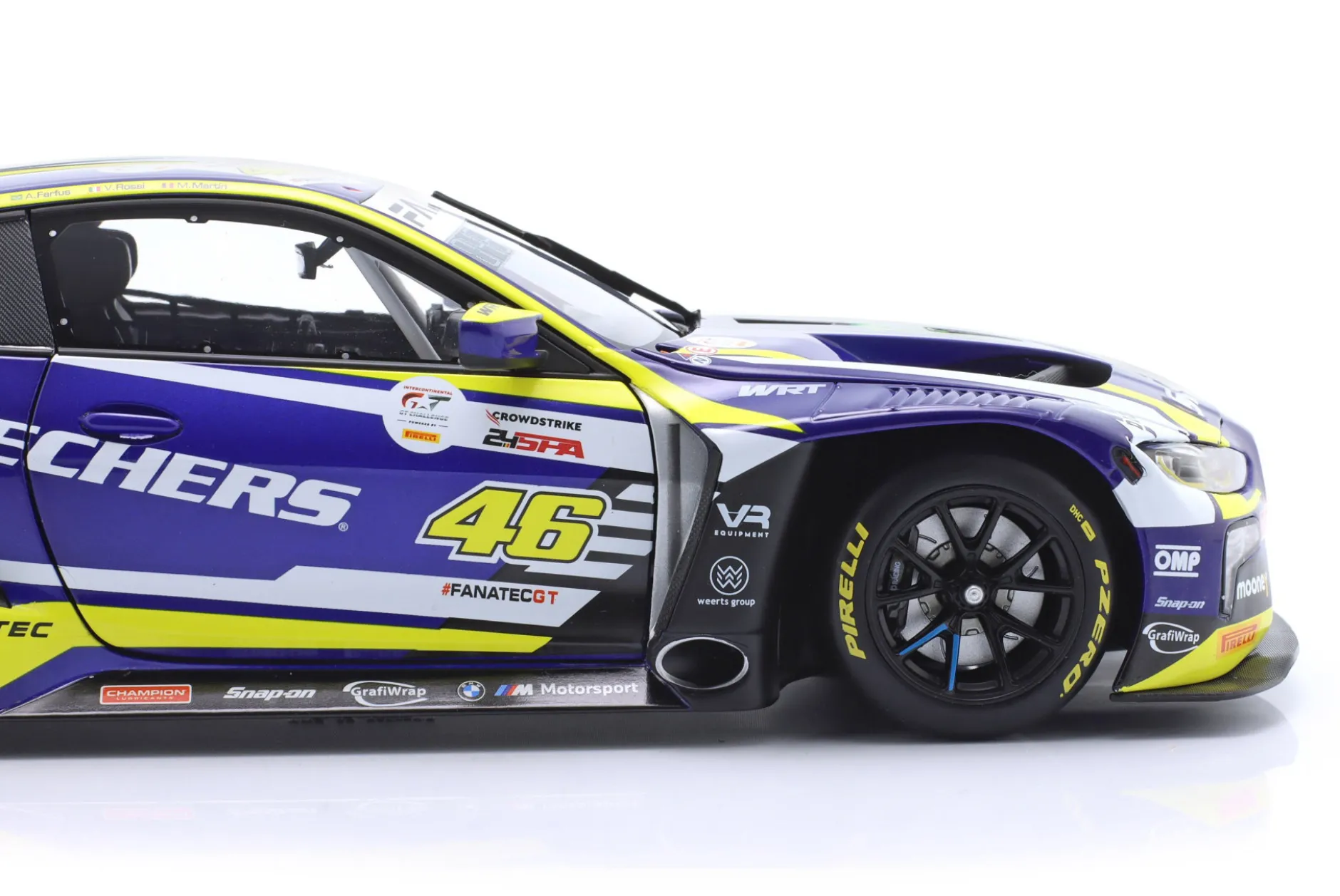 BMW M4 GT3 #46 6th 24h Spa 2023 Rossi, Martin, Farfus 1:18 Minichamps