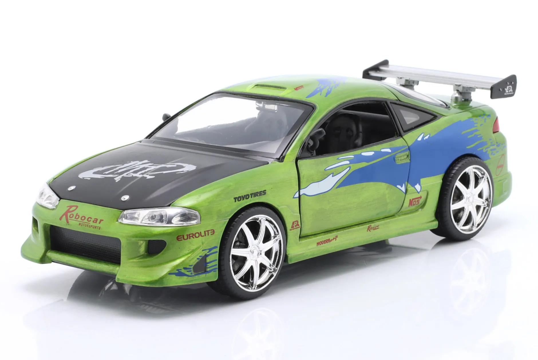 Brian's Mitsubishi Eclipse Fast & Furious (2001) grün / Dekor 1:24 Jada Toys