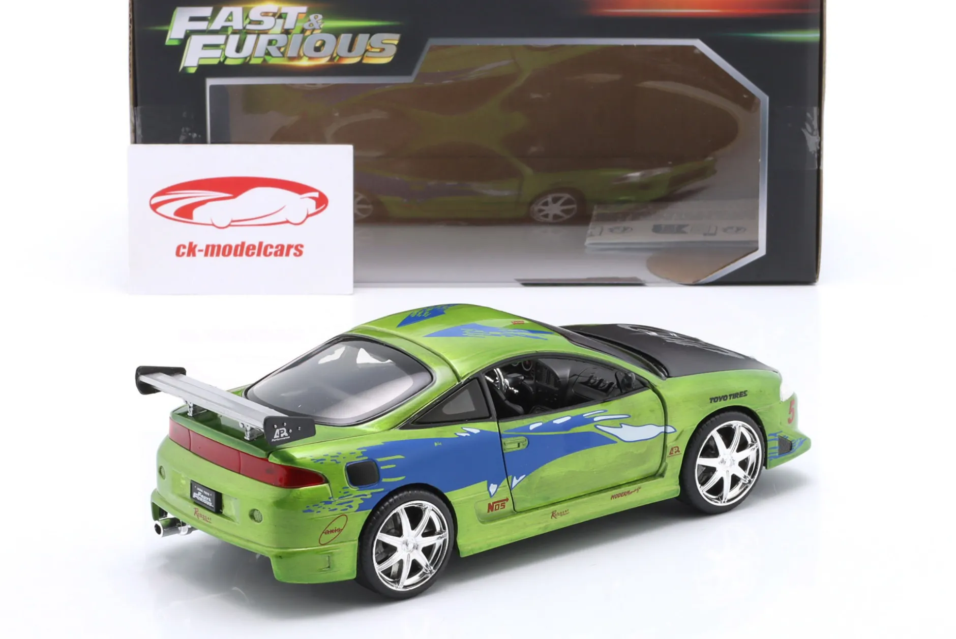 Brian's Mitsubishi Eclipse Fast & Furious (2001) grün / Dekor 1:24 Jada Toys