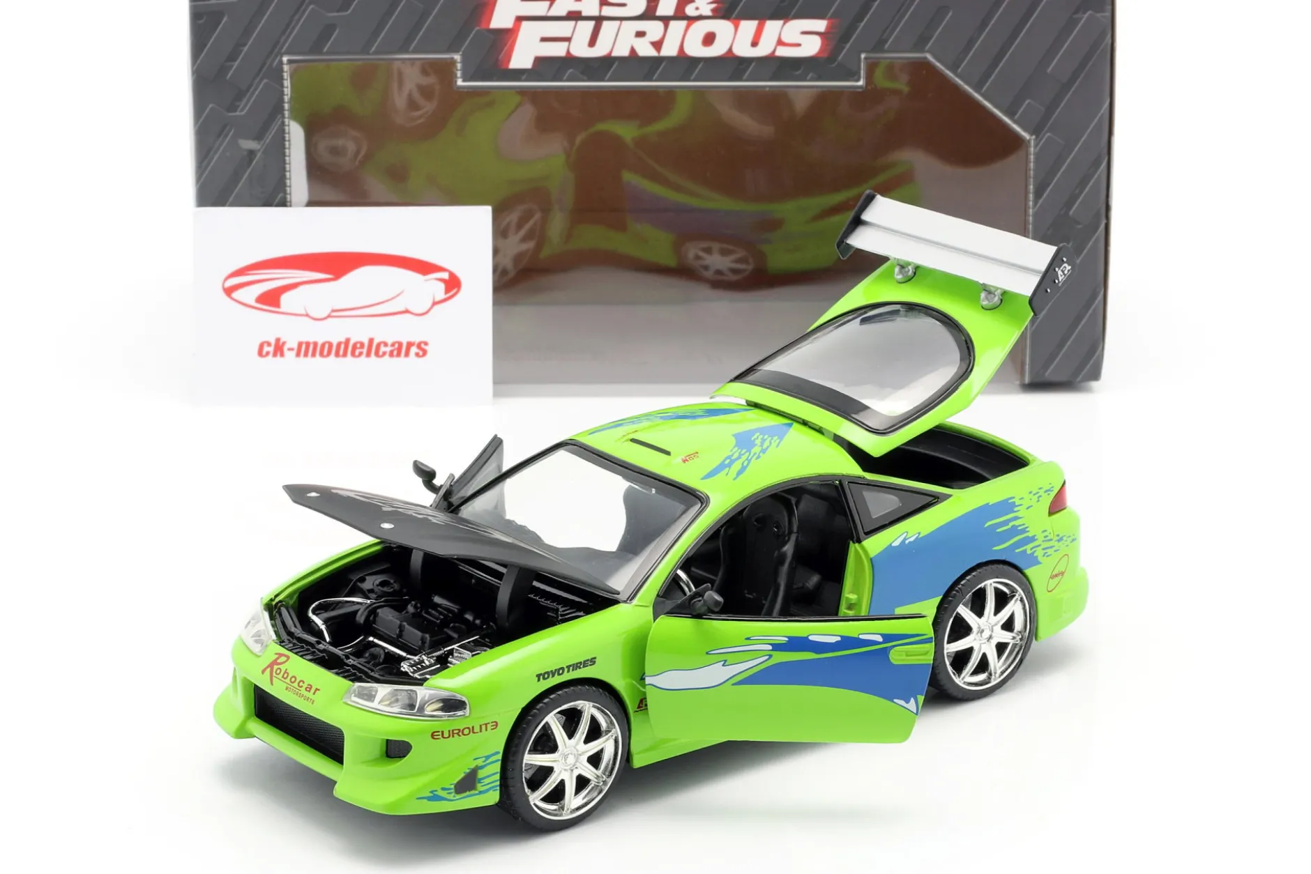 Brian's Mitsubishi Eclipse The Fast and the Furious 2001 grün 1:24 Jada Toys