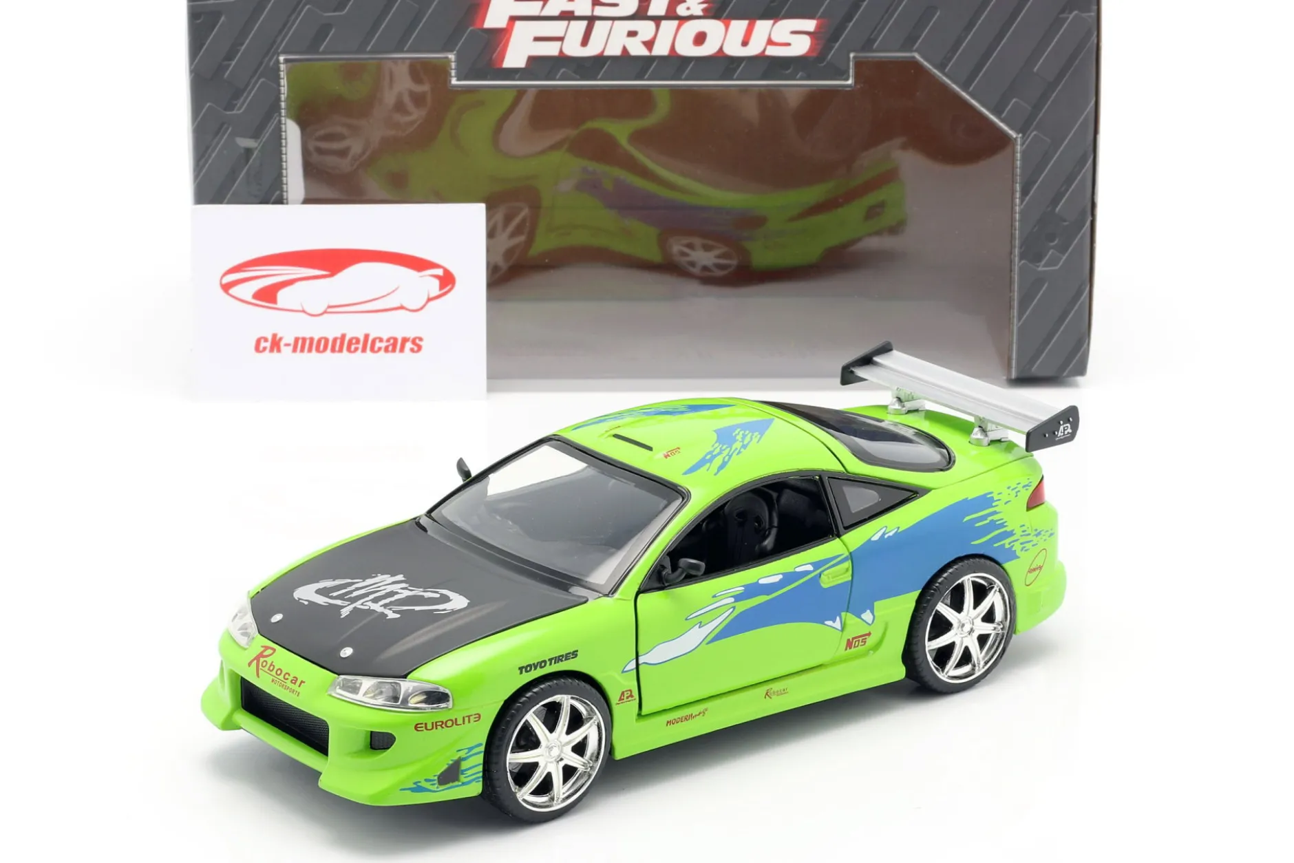 Brian's Mitsubishi Eclipse The Fast and the Furious 2001 grün 1:24 Jada Toys
