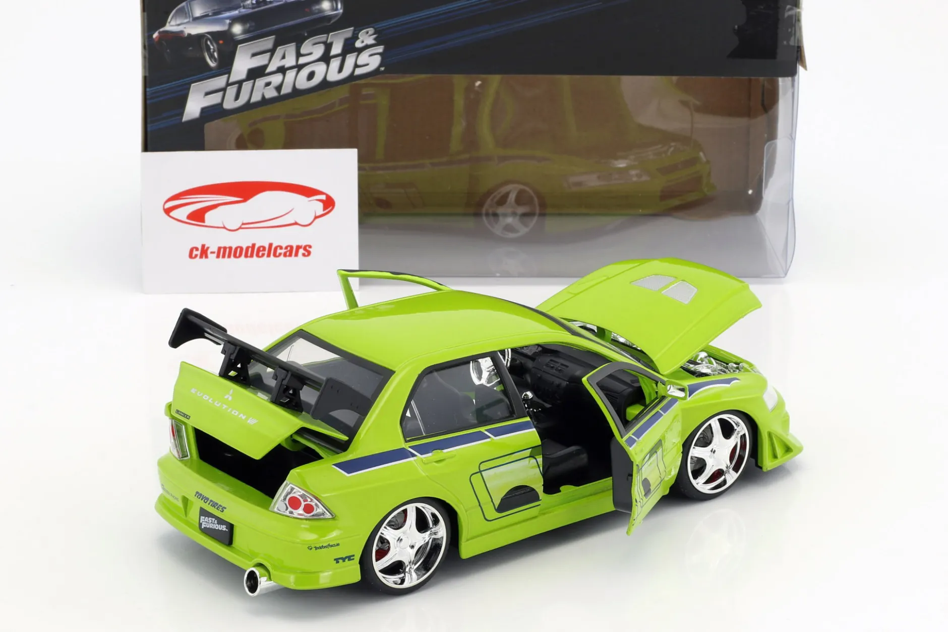 Brian's Mitsubishi Lancer Evolution VII 2 Fast 2 Furious 2003 1:24 Jada Toys