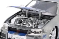 Brian's Nissan GT-R (R34) Film Fast and Furious 2 (2003) silber / blau 1:24 Jada Toys