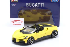 Bugatti W16 Mistral Baujahr 2023 gelb 1:18 Bburago