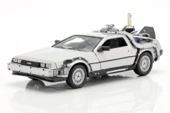 3 Car-Set DeLorean DMC-12 Back to the Future Part 1-3 1985-90 1:24 Welly