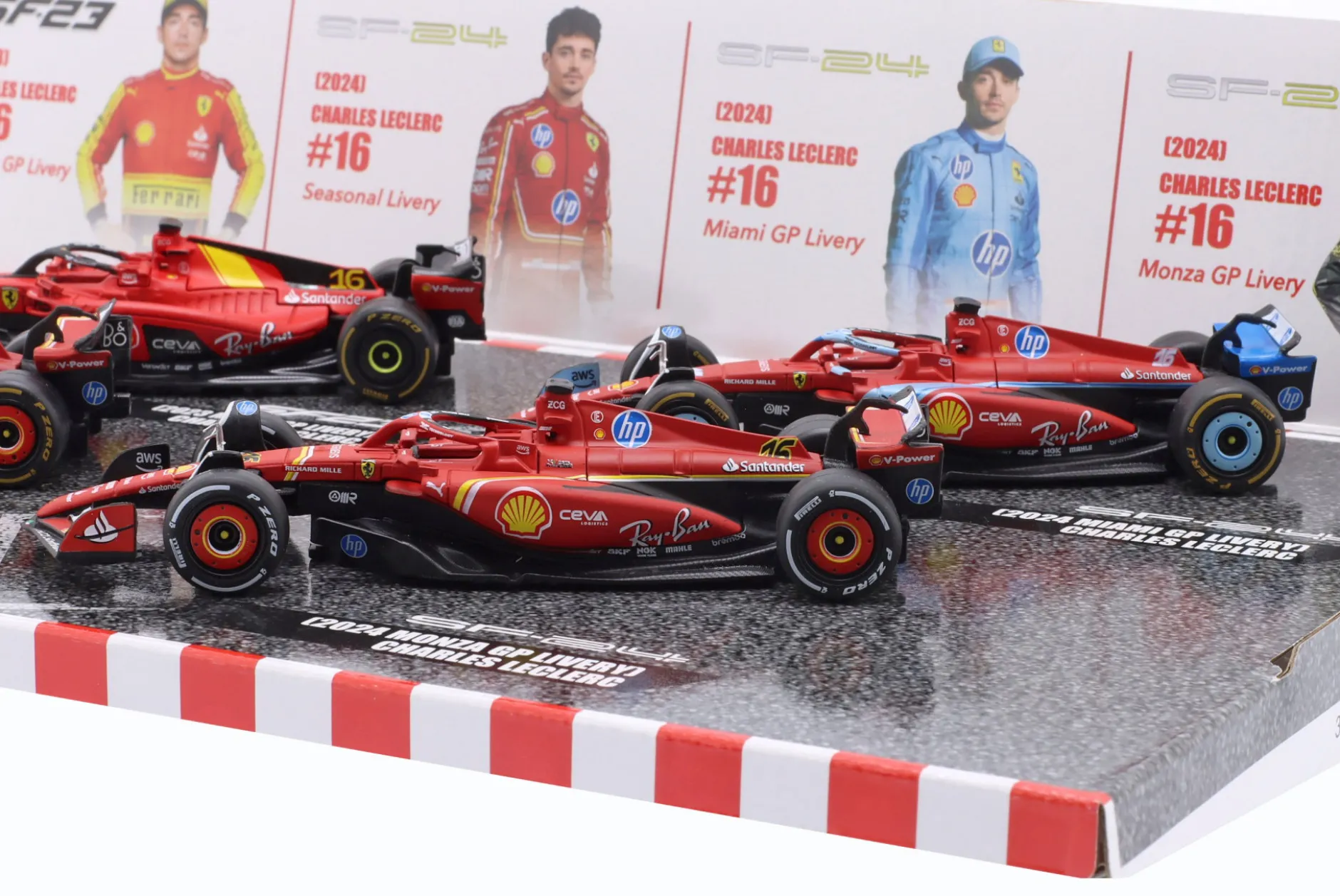 4-Car Set Ferrari Charles Leclerc Formel 1 2023-2024 1:43 Bburago
