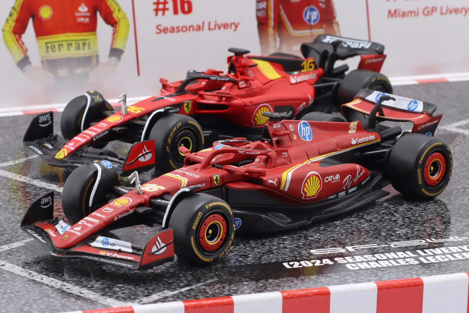 4-Car Set Ferrari Charles Leclerc Formel 1 2023-2024 1:43 Bburago