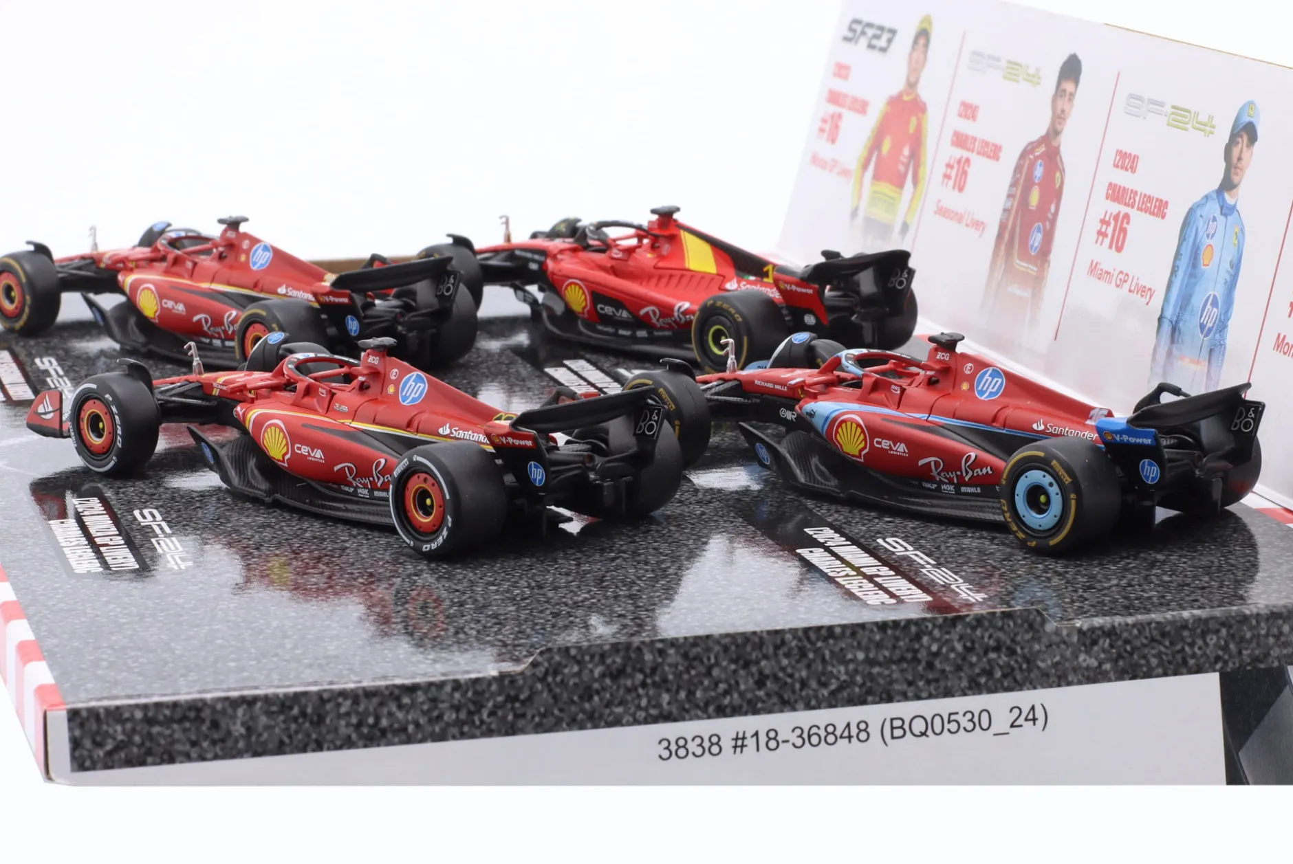 4-Car Set Ferrari Charles Leclerc Formel 1 2023-2024 1:43 Bburago