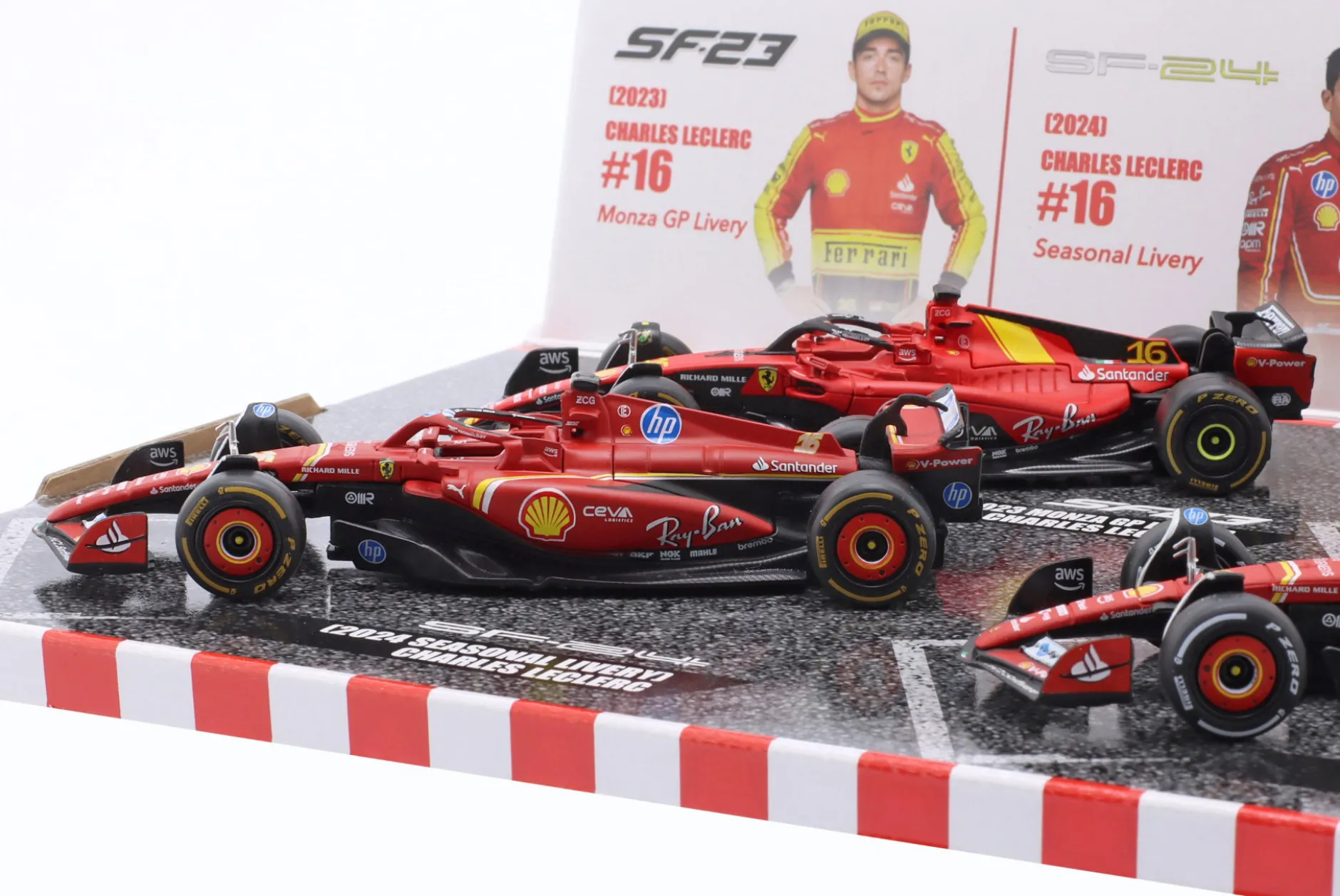 4-Car Set Ferrari Charles Leclerc Formel 1 2023-2024 1:43 Bburago