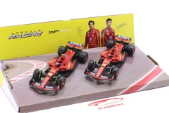 2-Car Set Ferrari: Leclerc #16 & Sainz #55 Formel 1 2024 1:43 Bburago