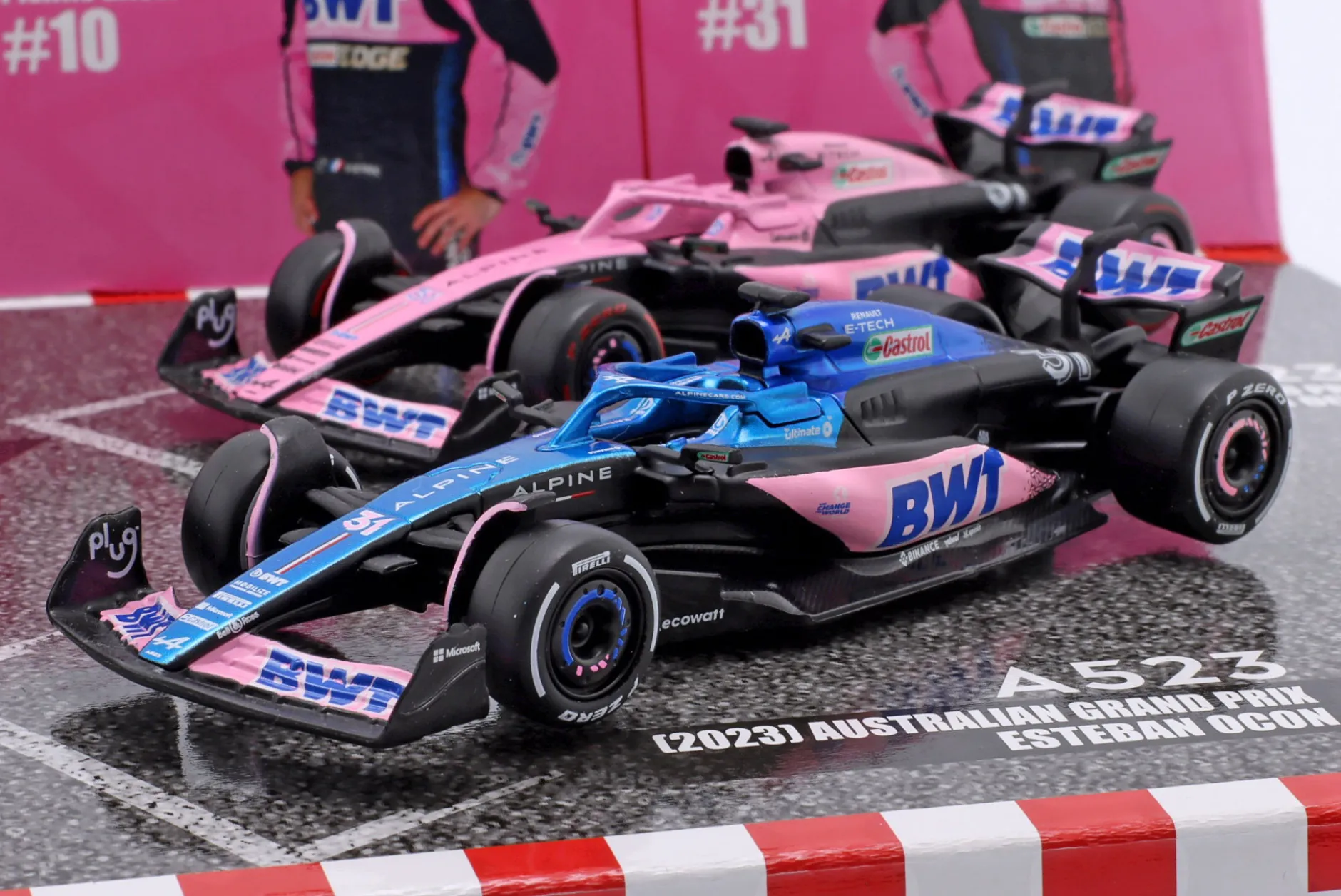 4-Car Set Gasly #10 & Ocon #31 Alpine A523 Formel 1 2023 1:43 Bburago