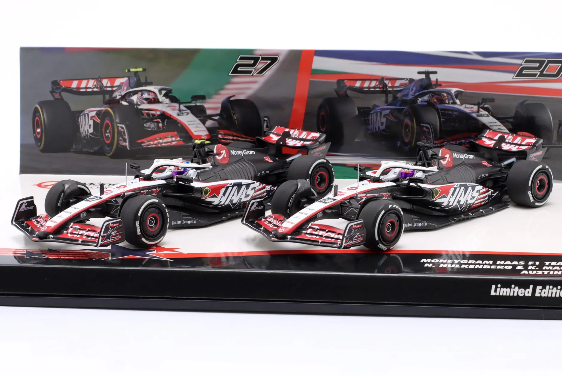2-Car Set Hülkenberg #27 & Magnussen #20 USA GP Formel 1 2023 1:43 Minichamps