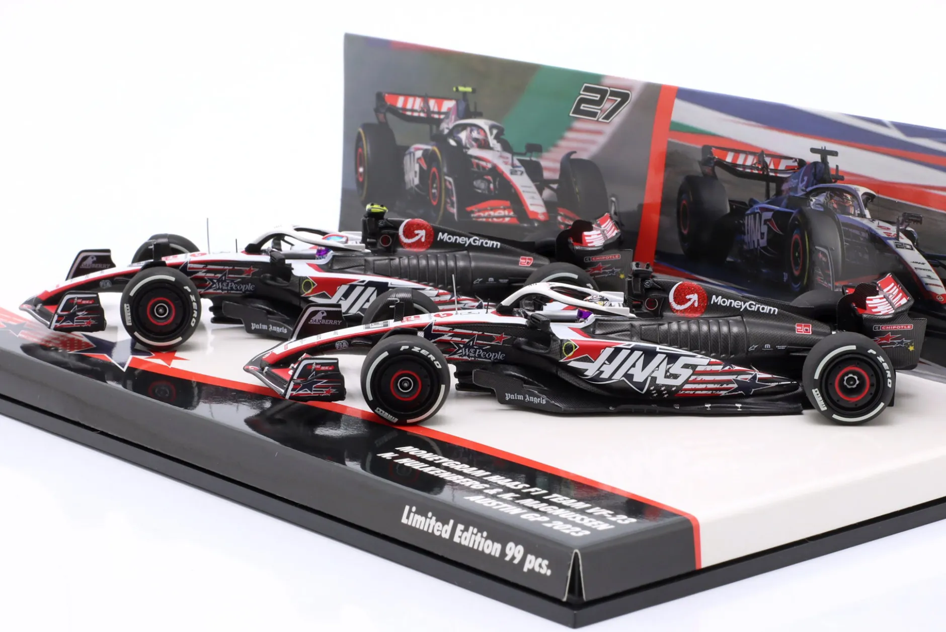 2-Car Set Hülkenberg #27 & Magnussen #20 USA GP Formel 1 2023 1:43 Minichamps