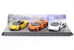 3-Car Set Lamborghini Revuelto Hybrid / Aventador Roadster / Countach LPi 800-4 1:43 Bburago