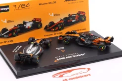 2-Car Set Lando Norris McLaren MCL39 #4 Formel 1 Weltmeister 2025 1:64 Bburago