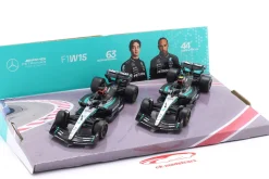 2-Car Set Mercedes: Hamilton #44 & Russell #63 Formel 1 2024 1:43 Bburago