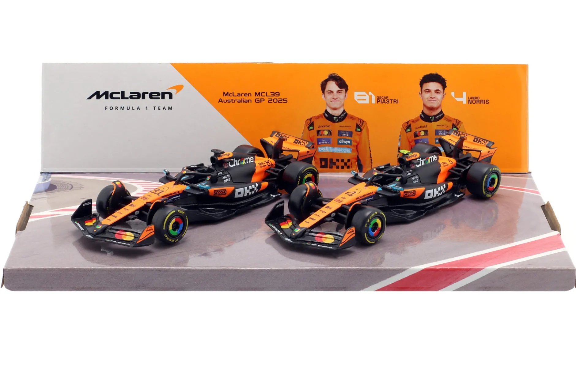 2-Car Set Norris #4 & Piastri #81 McLaren MCL39 Formel 1 Weltmeister 2025 1:43 Bburago