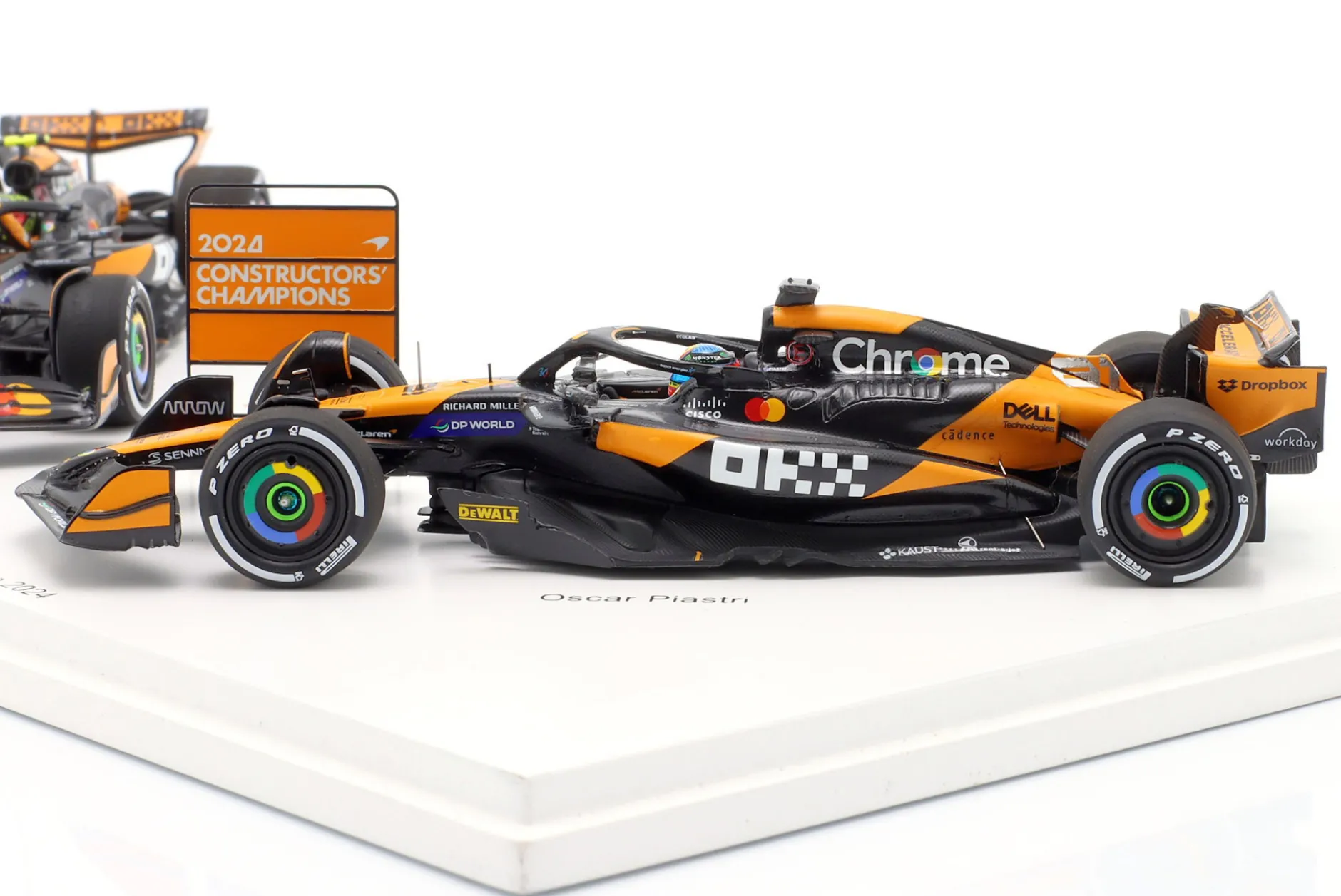 2-Car Set Norris #4 & Piastri #81 McLaren Konstrukteurs-Weltmeister Formel 1 2024 1:43 Spark