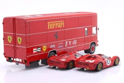 3-Car Set: OM Fiat 150 Rolfo Renntransporter mit 2x Ferrari 330 P3 1:18 WERK83
