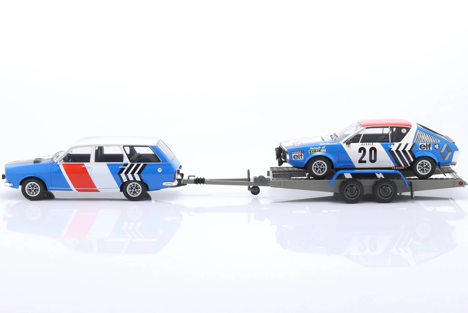 3-Car Set Rallye Monte Carlo 1975: Renault R17 Gordini #20 & R12 mit Trailer 1:18 OttOmobile