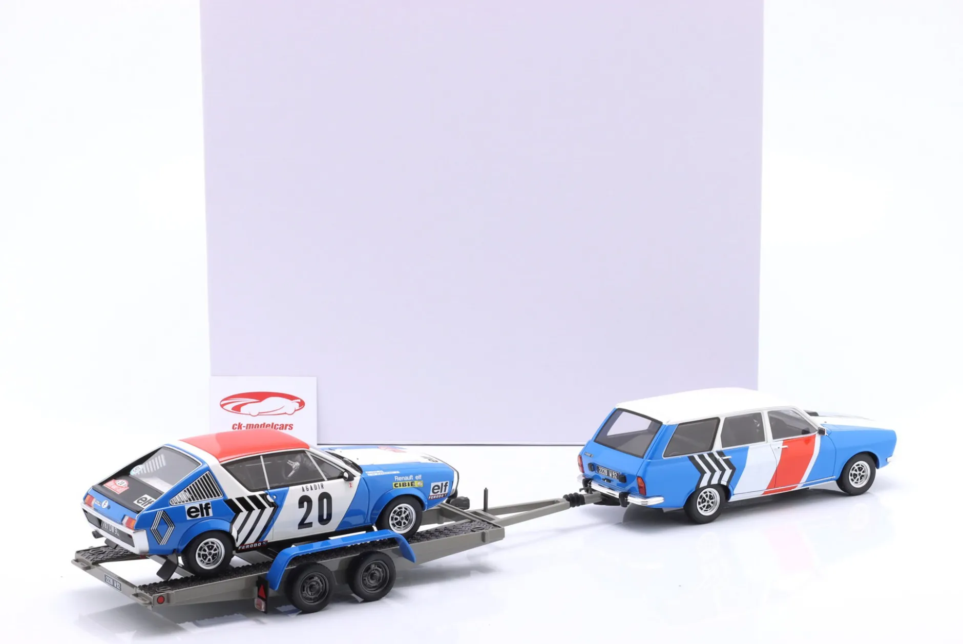 3-Car Set Rallye Monte Carlo 1975: Renault R17 Gordini #20 & R12 mit Trailer 1:18 OttOmobile