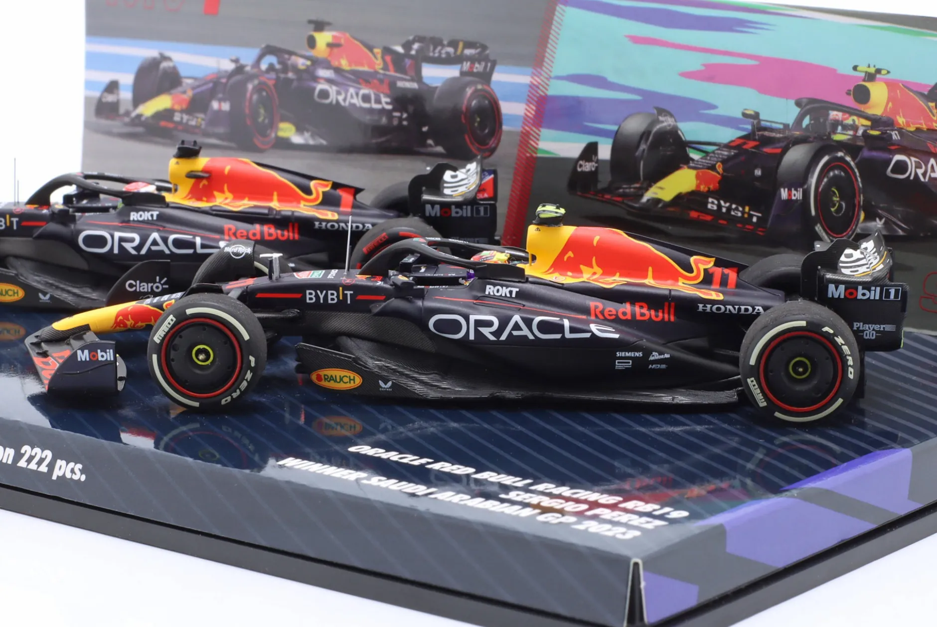 2-Car Set Verstappen #1 & Perez #11 Sieger Bahrain & Saudi-Arabien GP Formel 1 2023 1:43 Minichamps