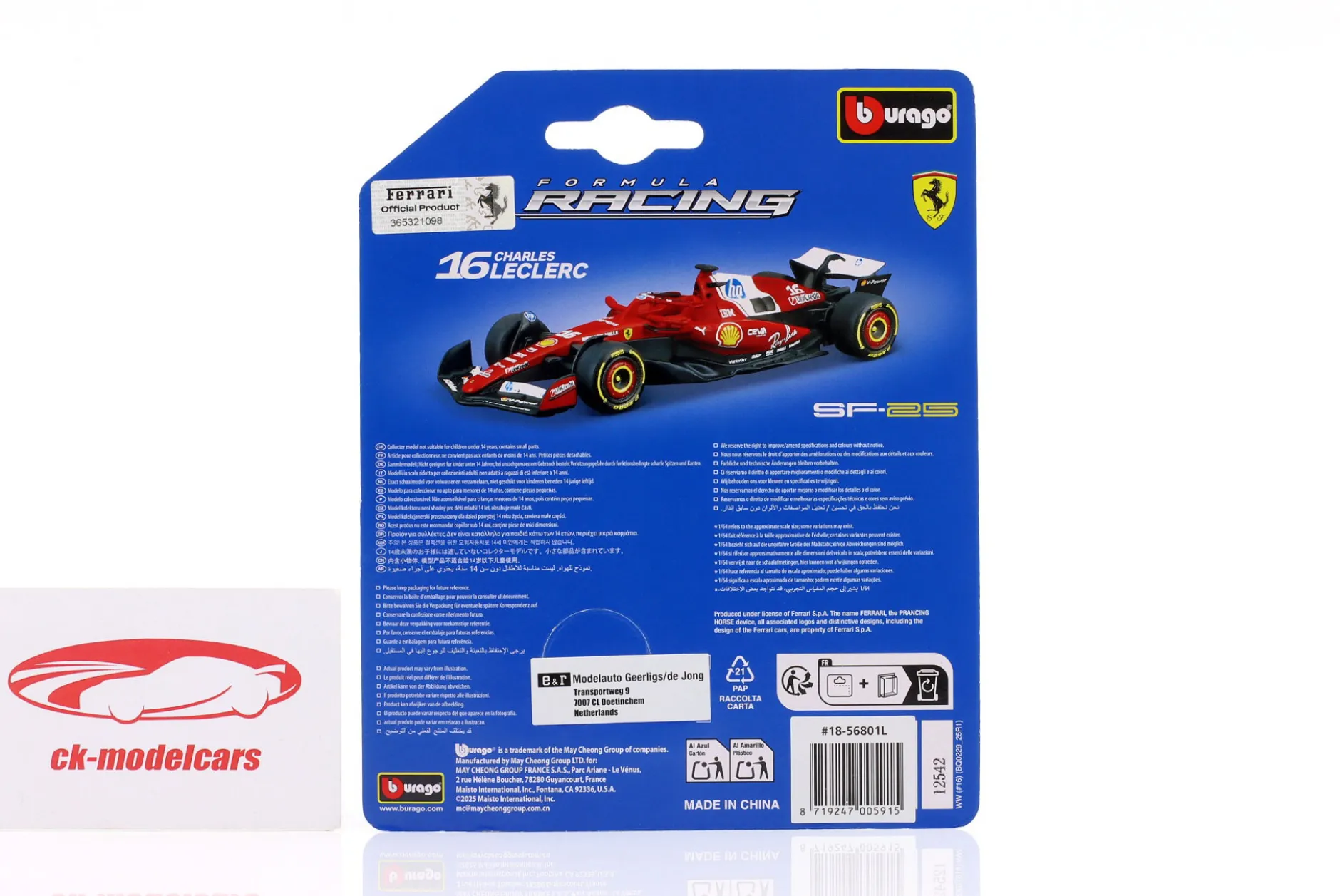 Charles Leclerc Ferrari SF-25 #16 Formel 1 2025 1:64 Bburago