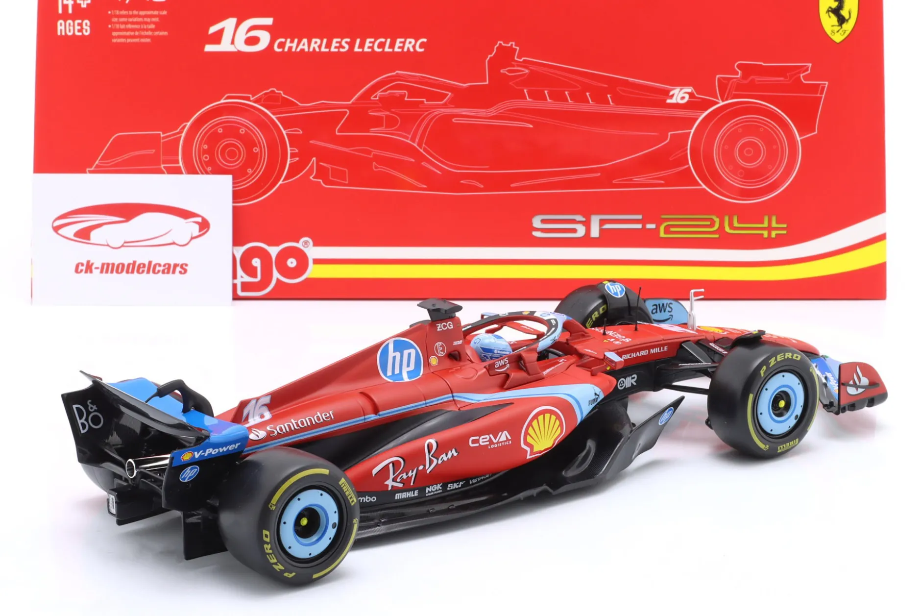 Charles Leclerc Ferrari SF-24 #16 3rd Miami GP Formel 1 2024 1:18 Bburago
