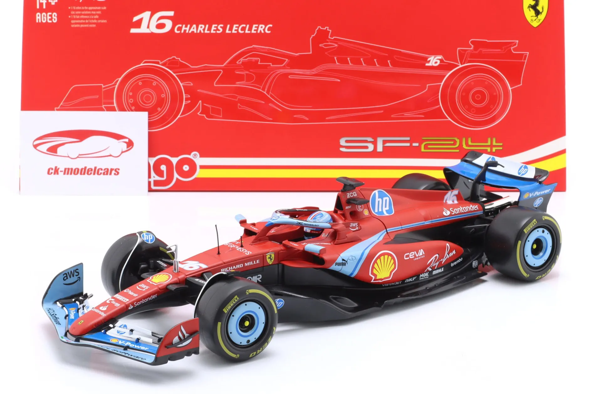 Charles Leclerc Ferrari SF-24 #16 3rd Miami GP Formel 1 2024 1:18 Bburago